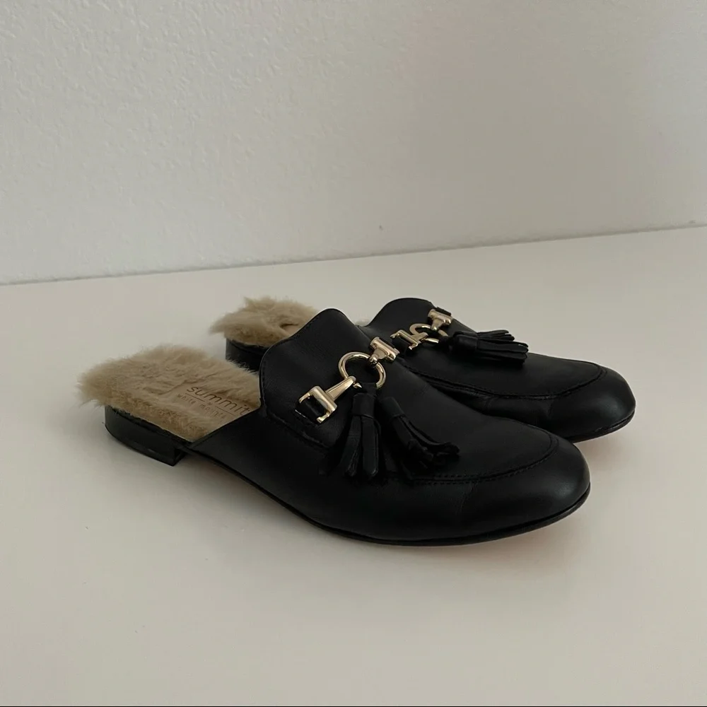 Summit White Mountain Abelle Black Faux Fur Leather Mules Women’s Size 6 - Picture 10 of 10